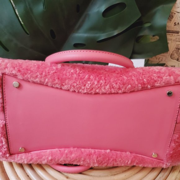 NWT Kate Spade Mimi Medium Faux Fur Pomegranate Smooth Leather Satchel Hand Bag - Picture 8 of 8